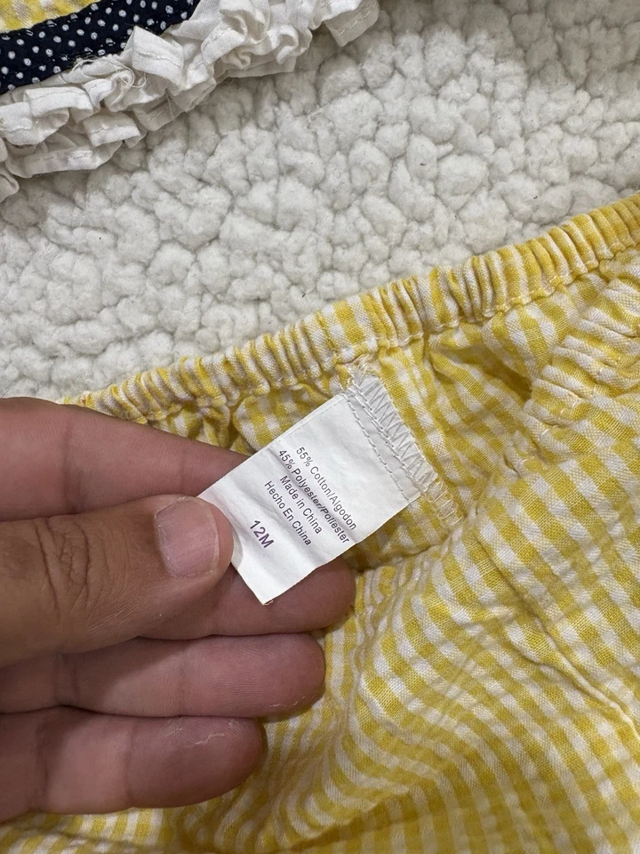 Vintage Yellow Seersucker Bumble Bee Dress & Bloomers Baby Girl 12M Sleeveless - Image 3 of 4
