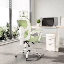 Ergonomic Reclining High Back Mesh Rocking Gaming Chair with Supporting Pillow