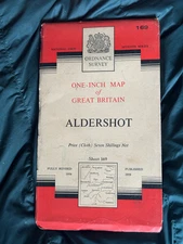 OS Ordnance Survey One Inch Cloth Map, Aldershot,  Sheet 169,  1959