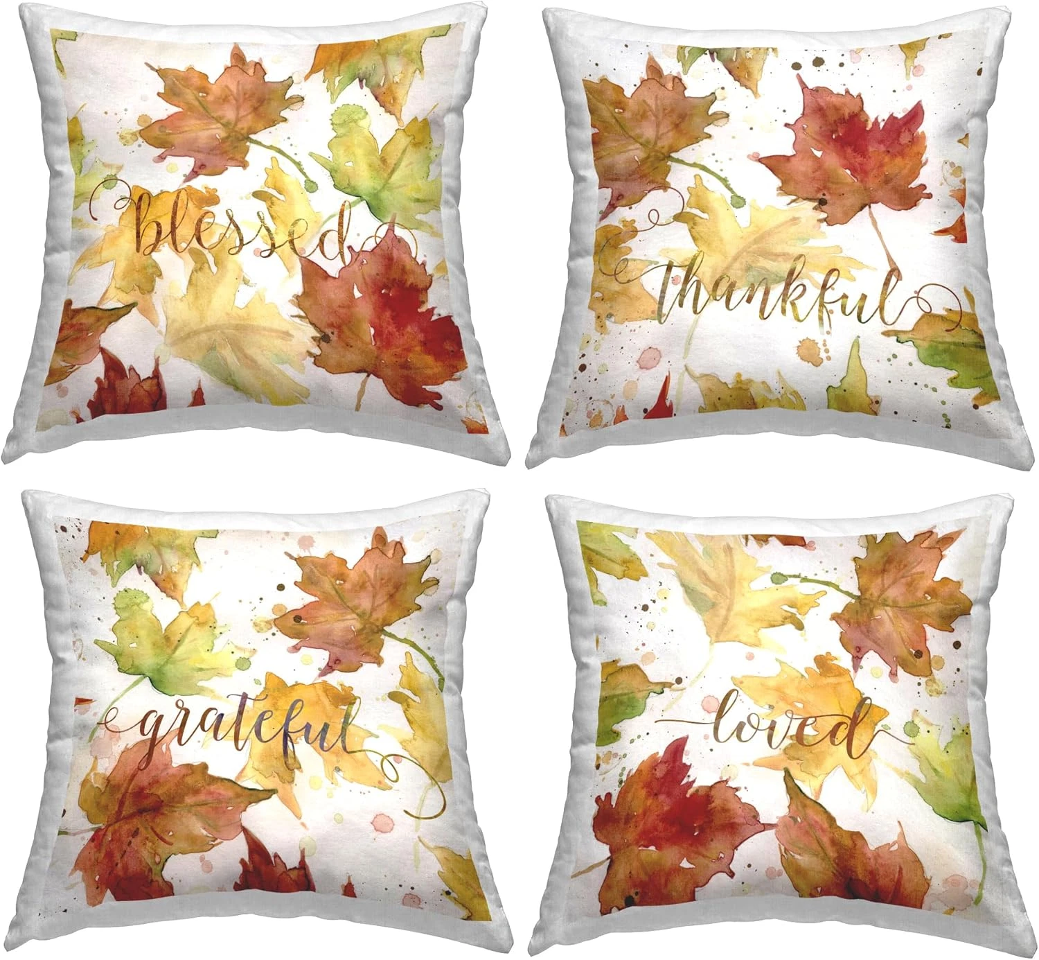 Maple Leaf Pattern Throw Pillow Set by Carol Robinson - 4 Pack