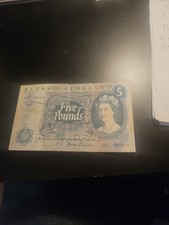 1966 to 1970 Bank of England Five Pound Bank Note.
