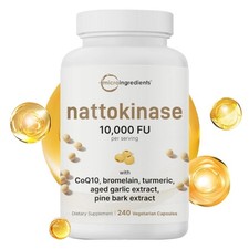 Nattokinase 10,000 FU Per Serving (Natural Natto Extract), 240 Vegetarian Capsul