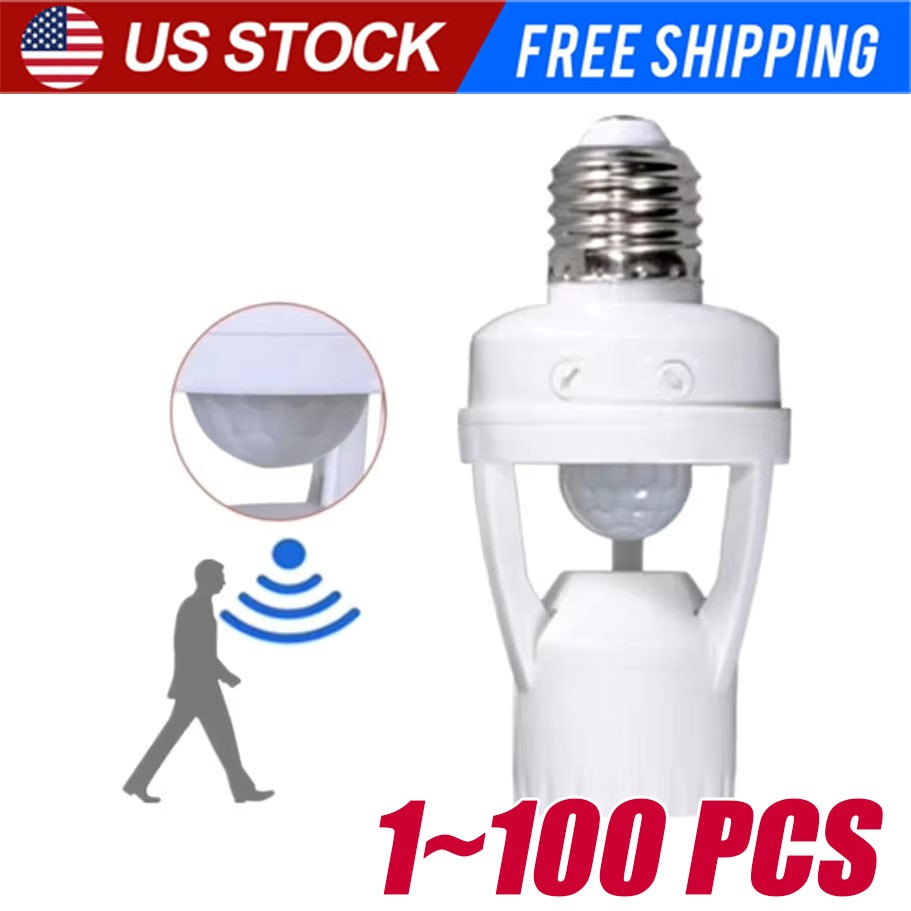 Infrared PIR Motion Sensor E27 LED Light Lamp Bulb Holder Socket Switch 110/220V