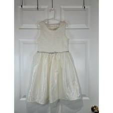 Girl's sz 7 8 Winter White Sleeveless Silver Sparkles Dress by Nannette Kids