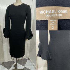 Michael Kors Size 2 Black LBD Dress with frill sleeve detail