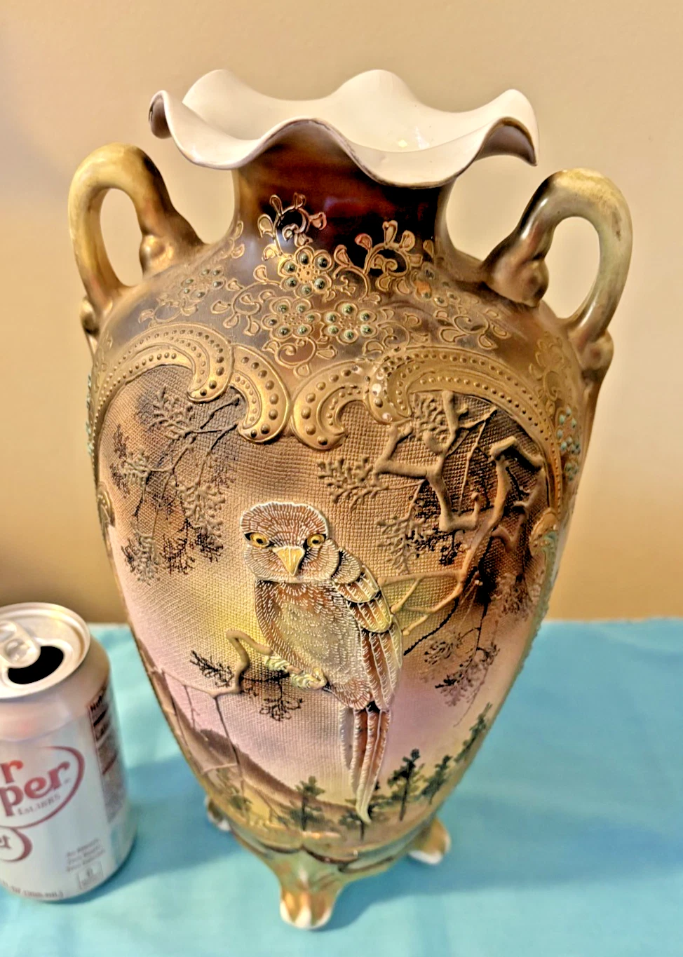 Antique Royal Nishiki Nippon Owl Vase Moriage 12” Hand Painted 1910s Export Rare
Opens in a new wind