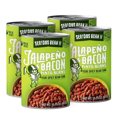Jalapeno Bacon Flavored Pinto Beans Cans Pack of 4 15.75 Oz Each