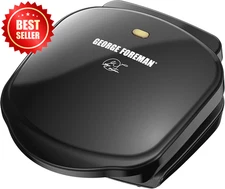 GR10B 2-Serving Electric Indoor Grill Panini Press Black Compact US