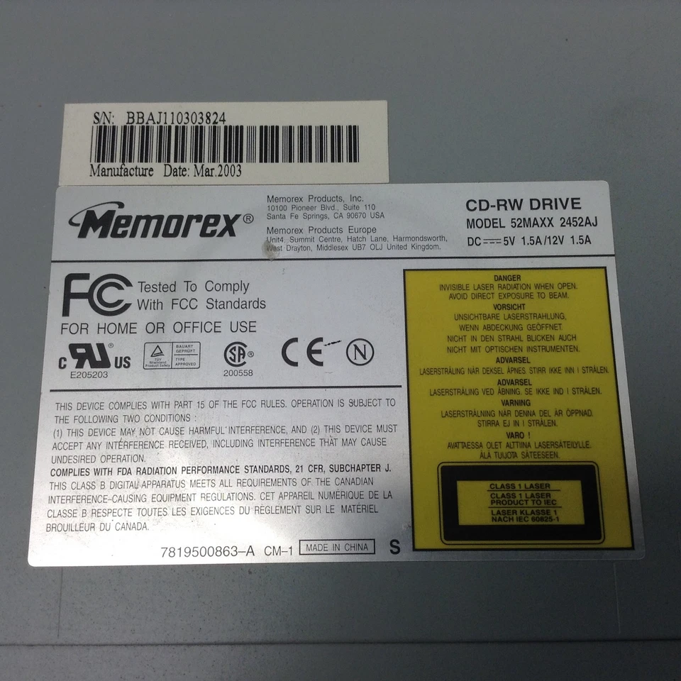 Memorex 52MAXX 2452AJ CD-RW Optical Disc Drive - Image 3 of 4