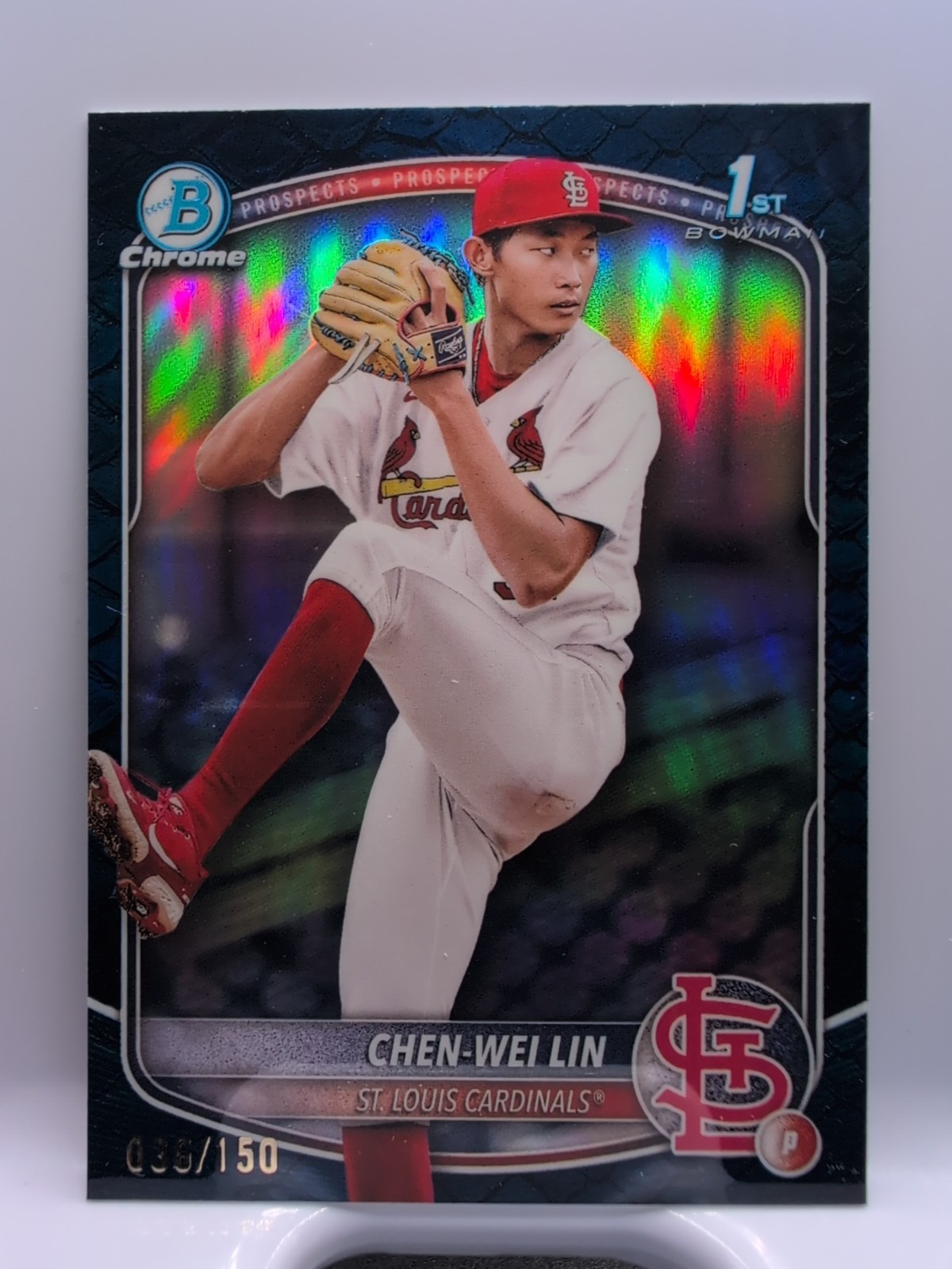 Chen-Wei Lin 2025 Bowman #BCP-141 Blue Reptilian Refractor Chrome 1st RC /150