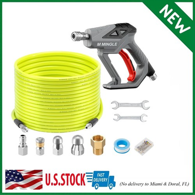 #ad Sewer Jetter Kit for Pressure Washer 100 FT Drain Cleaner Hose with Power Washe $61.74