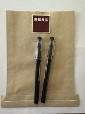Japanese Stationery Set of 2 Muji Erasable Water Based Ink Pen Fine Tip, Black