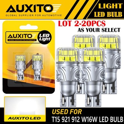 2-20X AUXITO 921 912 T15 LED Reverse Backup Light Bulb Super Bright White 5000LM