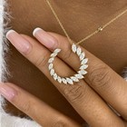2.3ct Marquise & Round Pendant Necklace Yellow Gold 14K Labcreated Diamond F/VS — photo 2