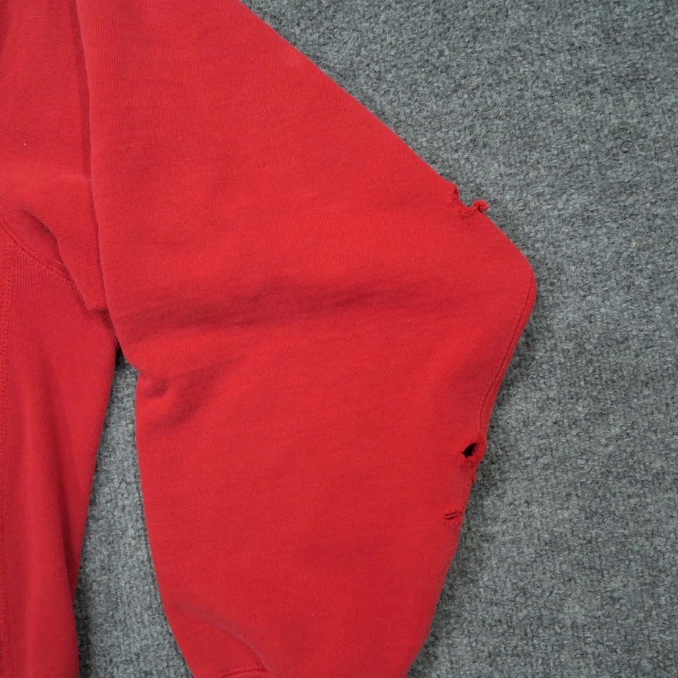 Vintage Champion Lands End Sweatshirt Adult XL Tall Red Distressed Holes Mens - Image 4 of 4