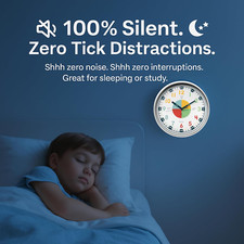 Non Ticking Analog Clock for Kids Learning to Tell Time, Teaching Clock for K...