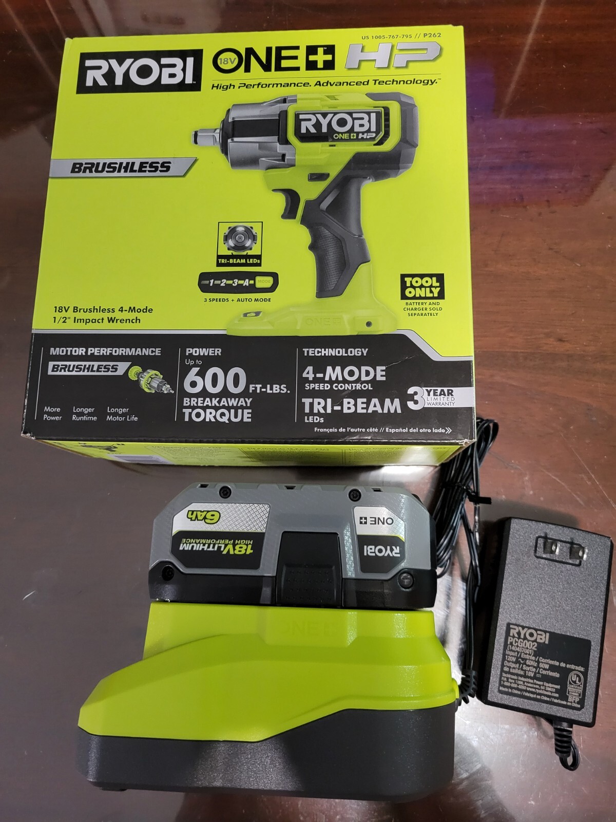 Ryobi P262 18v Brushless Mid Torque Impact Wrench w 6Ah PBP007 Battery & Charger 33287178230 eBay
