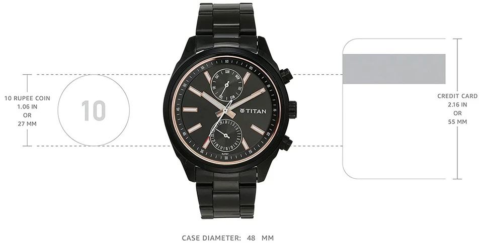 Titan All Black Analog black Dial Men's Watch wristwatches - Image 3 of 4