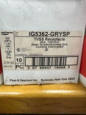 BOX OF 10 PASS & SEYMOUR IG5362-GRYSP RECEPTACLE  L35