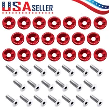 20Pcs Red Billet Aluminum Fender Bumper Washer Bolt Engine Bay Screw Kit JDM