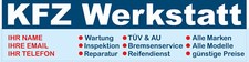 KFZ WERKSTATT PVC-Banner mit Ösen 5 Größen, + Eindruck von Name, Tel. mail etc.