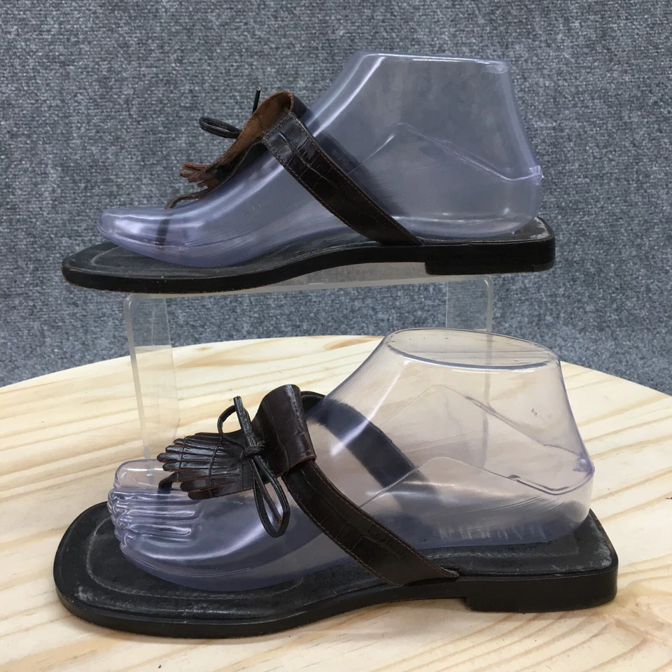 Sandalias planas Lauren Ralph Lauren para mujer 7 B Kiltie sin cordones de cuero marrón Foto 2 de 4