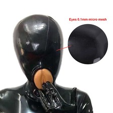 Latex Hood Microperfations Rubber Mask with Vaginal Cosplay Fetish Party Costume