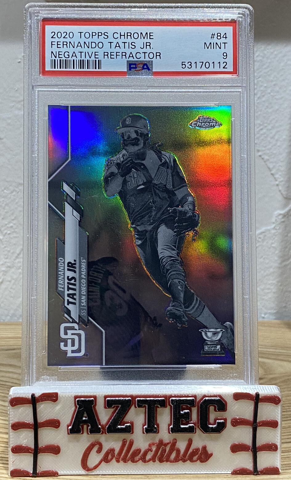 2020 Topps Chrome Negative Refractor Fernando Tatis Jr #84- PSA 9 Mint- Padres
