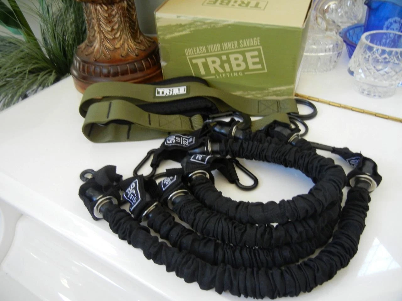 TRIBE LIFTING RESISTANCE BANDS WEIGHT MILITARY GREEN PULL UP ASSISTANCE BAND SET