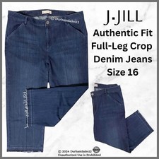 J. Jill Jeans Authentic Fit Full Leg Crop Jeans Women  s Sz 16 Blue Denim Stretch