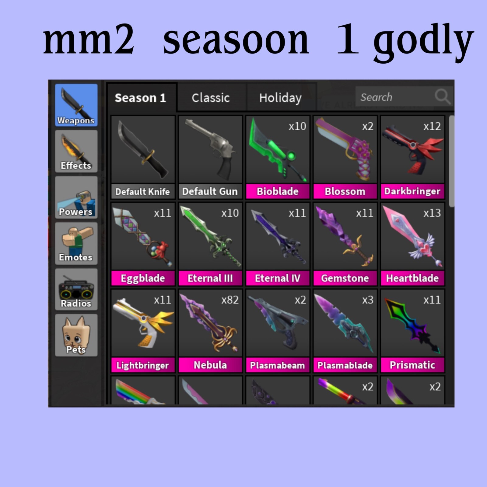 MM2 season 1 godlies〔🌷〕 cheap and fast delivery READ DESC eBay
