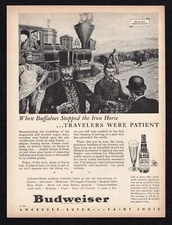 1944 Budweiser Anheuser Busch Buffalo Stop Iron Horse Travelers Patient Print Ad