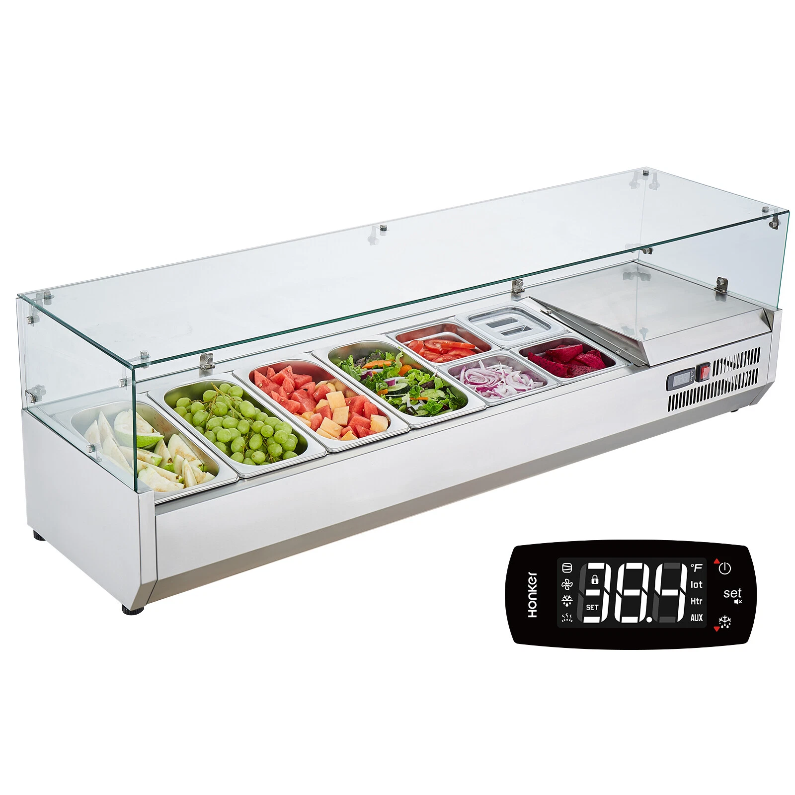 Countertop Refrigerated Prep Station,140W,Stainless Guard