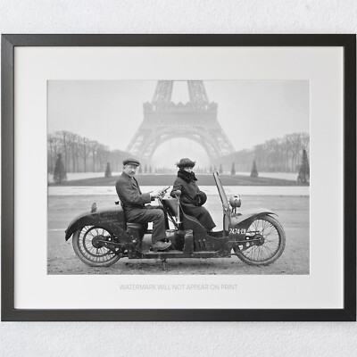 Driving in Paris early 1900s Classic Vintage Paris France Premium Art Print