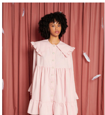 Sister Jane Dress Canary Mini Dress Pale Pink Collared Smock Sister Jane Dress Canary Mini Dress Pale Pink Collared Smock