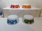 Vtg Fire King four colors block optic milk glass cereal bowls
