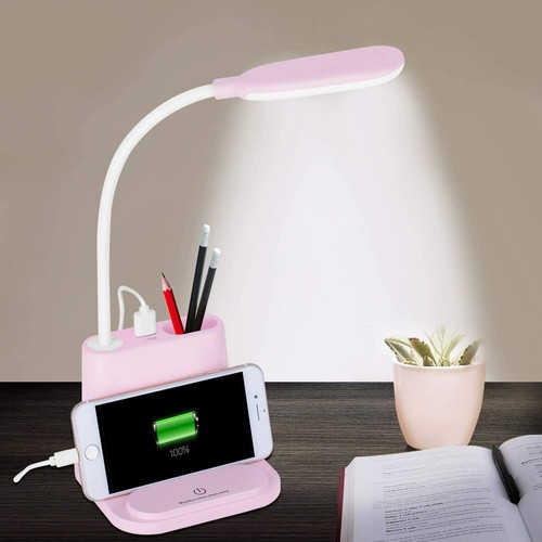 Lampe de bureau tactile DEL chevet étude lecture table lumière ports USB gradable États-Unis - Photo 1 sur 18