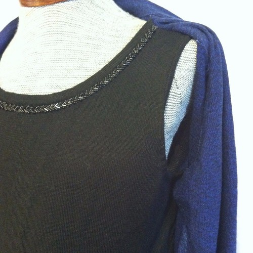 Women's Rebecca Malone Sweater Size M Black And Blue Cardigan Lightweight - 第 7/9 張圖片