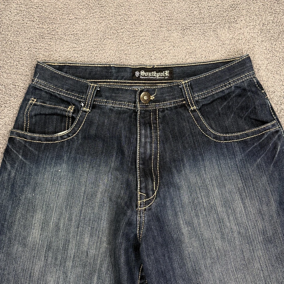 Southpole Y2K Shorts Mens 34 Blue Denim Baggy Jean Style Relaxed Fit Hip Hop - Image 2 of 4
