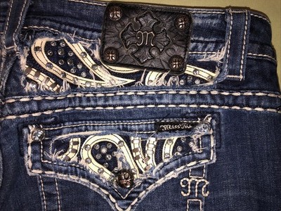 Miss Me JE6063E4L Easy Boot Distressed Rhinestone, Raw edge appliqués  31/32.5