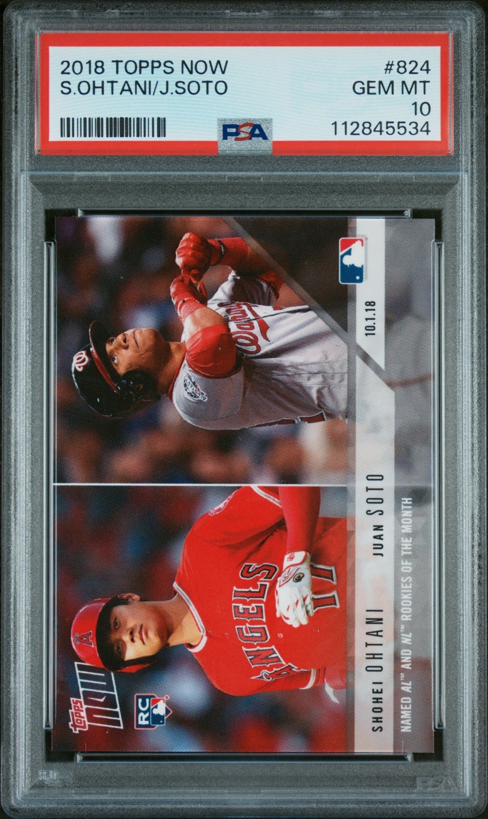 2018 TOPPS NOW SHOHEI OHTANI JUAN SOTO ROOKIE RC #824 PSA 10 GEM MINT