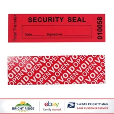 100 Tamper Evident Security Labels, Red Void Stickers for Shipping Retail