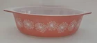 Vtg Pyrex Pink Daisy #045 Oval Casserole Baking Dish 2.5 Quart USA No Lid