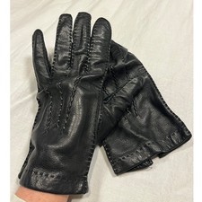 Vintage Black Leather Driving Gloves S
