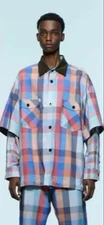 USED 22AW SACAI PLAID LAYERED SHIRT CHECK GOOD