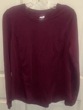 Avia Women's Medium Burgundy Long Sleeve Shirt Thumb Holes Performance Tee