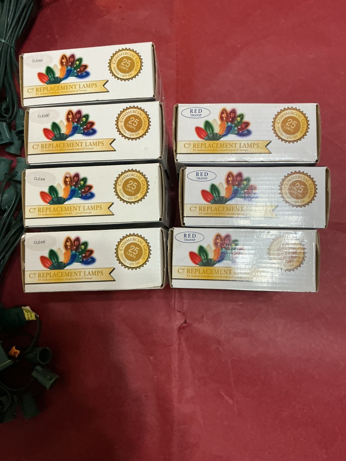 Vtg 4-Strings for Christmas Lights (25 Outlets per) and 7-Boxes Of C7 ...
