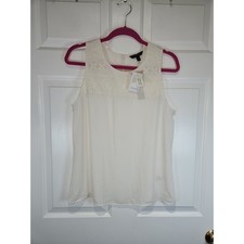 NEW Banana Republic Ivory Beaded Sleeveless Cami Tank Top Shirt Women's sz M
