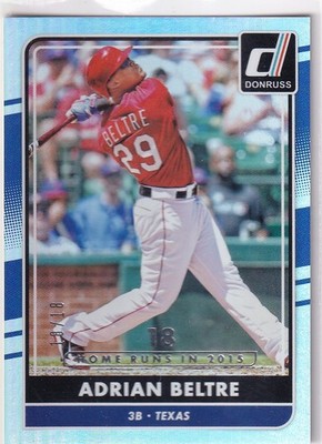 ADRIAN BELTRE 18/18 DONRUSS SEASON STAT LINE PARALLEL RANGERS #129 2016 PANINI