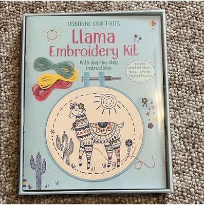 Usborne Llama Embroidery Kit with Hoop, Needle, Thread, Fabric & Book New